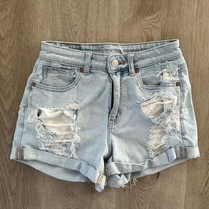 American Eagle Outfitters Light Blue Ripped Jean Shorts